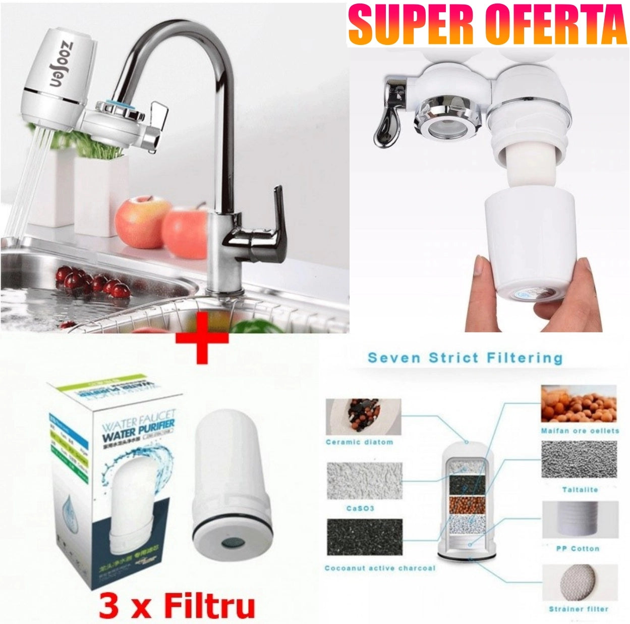 Oferta ! Purificator de Apa cu robinet incorporat cu 7 sisteme de filtrare +3 filtre Rezerva