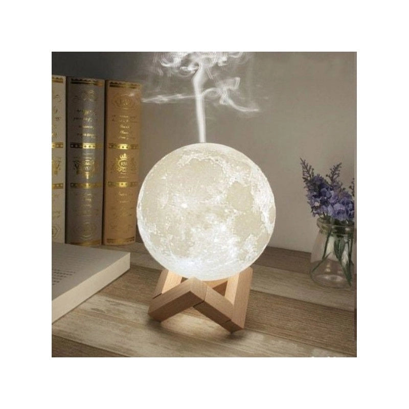 Lampa de veghe cu umidificator Aroma terapie, Luna Moon 3D + CADOU 12 esente aromatice