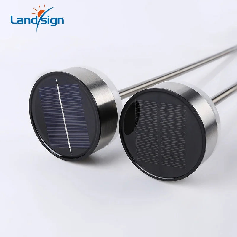 Set 4 X Lampa Solara Inox Taormina , Acumulator Incorporat , Alb sau Violet Ambiental