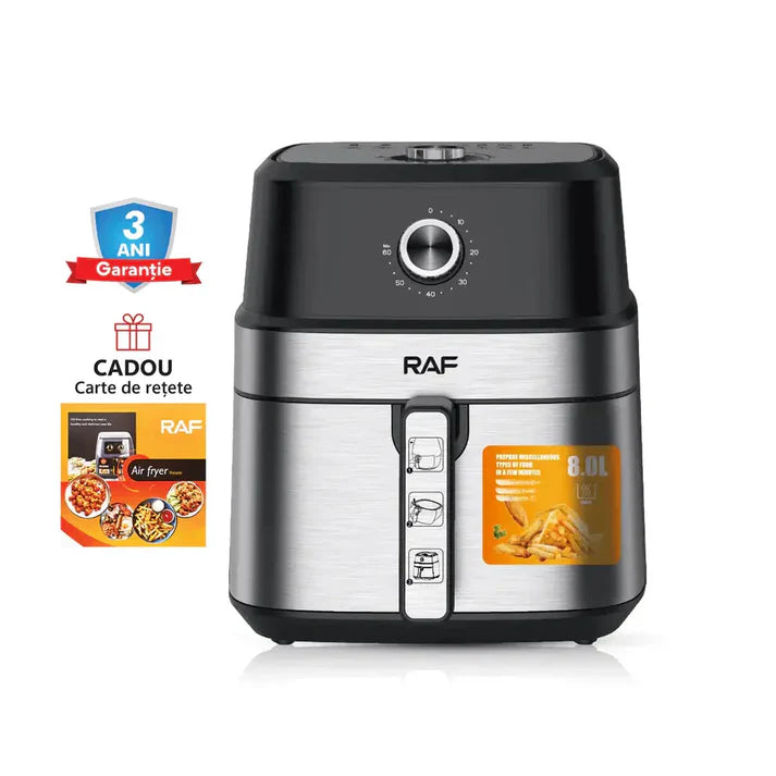 Air Fryer RAF-5319 - Friteuză cu aer cald, fără ulei, 6.5L, 1800W, Negru