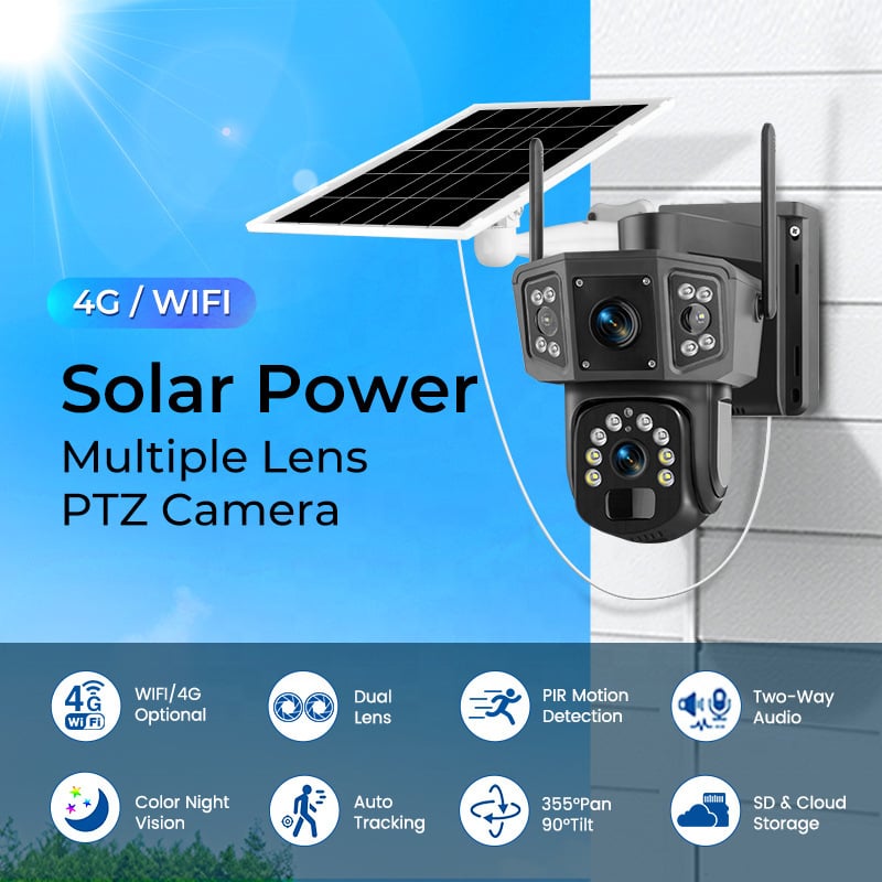 Camera Supraveghere Solara Dubla INNOVA 4G , 6MP , Full HD, PTZ 360°, card 64GB CADOU baterie 12000mAh, vedere nocturna, audio bidirectional, O-KAM PRO, 3 ani garantie
