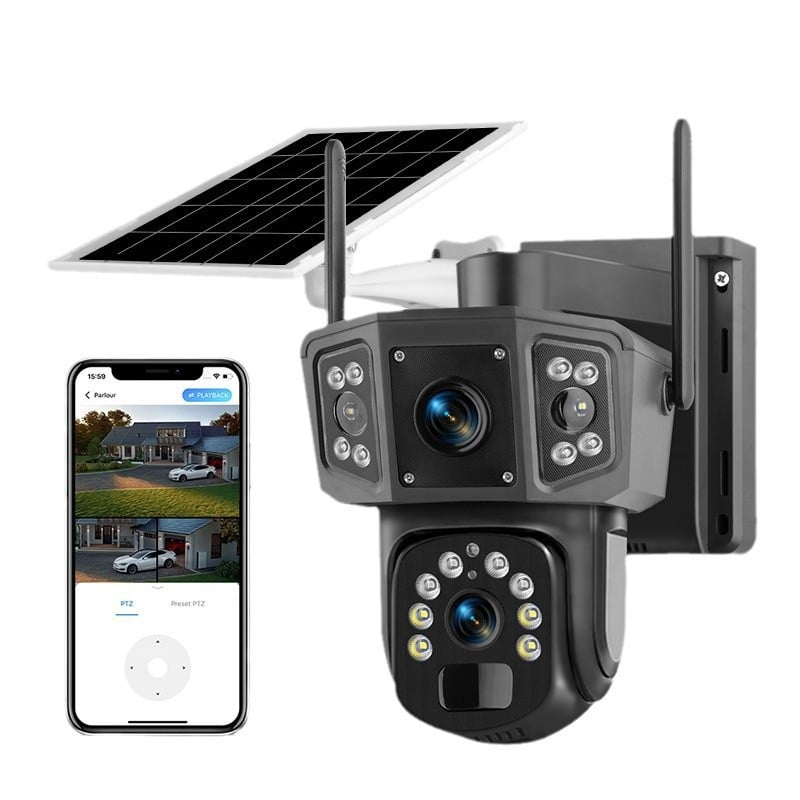 Camera Supraveghere Solara Dubla INNOVA 4G , 6MP , Full HD, PTZ 360°, card 64GB CADOU baterie 12000mAh, vedere nocturna, audio bidirectional, O-KAM PRO, 3 ani garantie