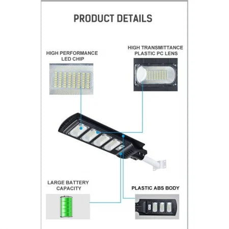 Lampa Solara 420W de Exterior 192 Led , IP66, senzor de lumina ,senzor miscare, Telecomanda