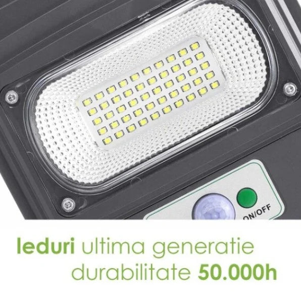 Lampa Solara 420W de Exterior 192 Led , IP66, senzor de lumina ,senzor miscare, Telecomanda