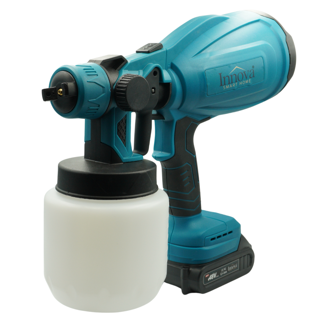 Black Friday - Pistol de Pulverizare Electric, Fără Fir, 48V, 2 Acumulatori Li-Ion, 800 ml, HVLP, Pulverizare Fină, Innova