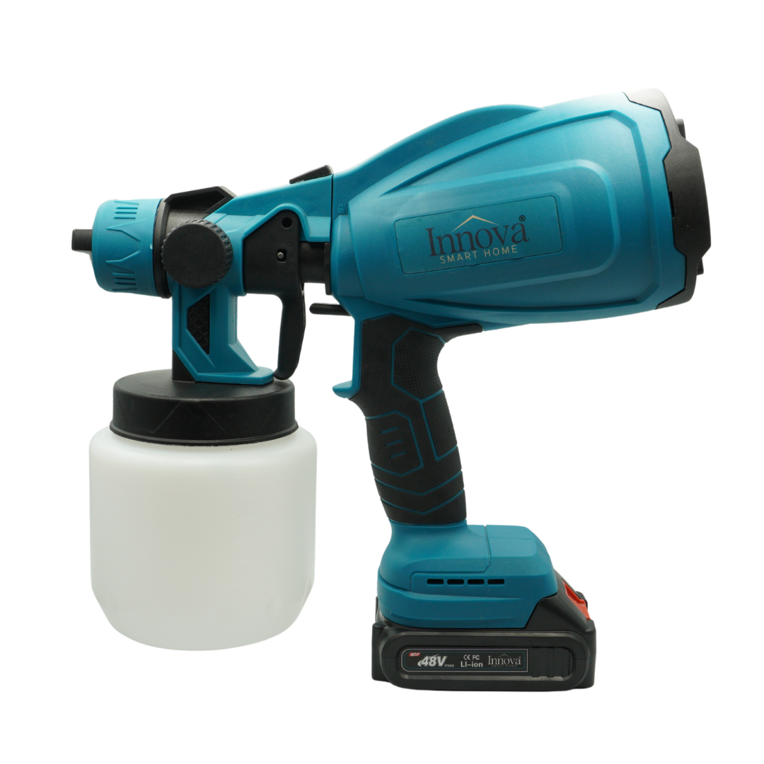 Black Friday - Pistol de Pulverizare Electric, Fără Fir, 48V, 2 Acumulatori Li-Ion, 800 ml, HVLP, Pulverizare Fină, Innova