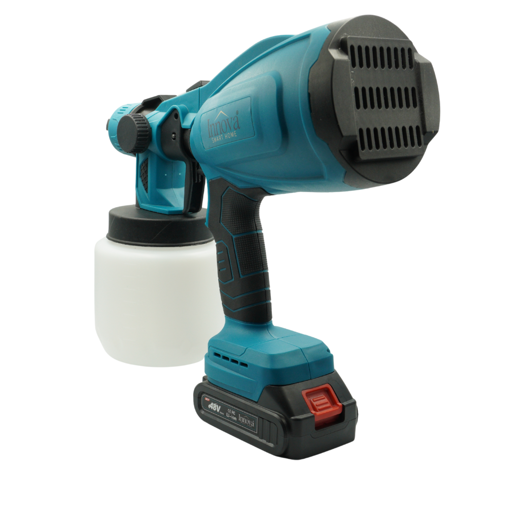 Black Friday - Pistol de Pulverizare Electric, Fără Fir, 48V, 2 Acumulatori Li-Ion, 800 ml, HVLP, Pulverizare Fină, Innova