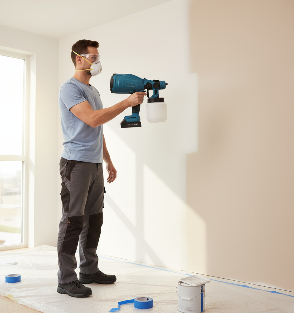 Black Friday - Pistol de Pulverizare Electric, Fără Fir, 48V, 2 Acumulatori Li-Ion, 800 ml, HVLP, Pulverizare Fină, Innova