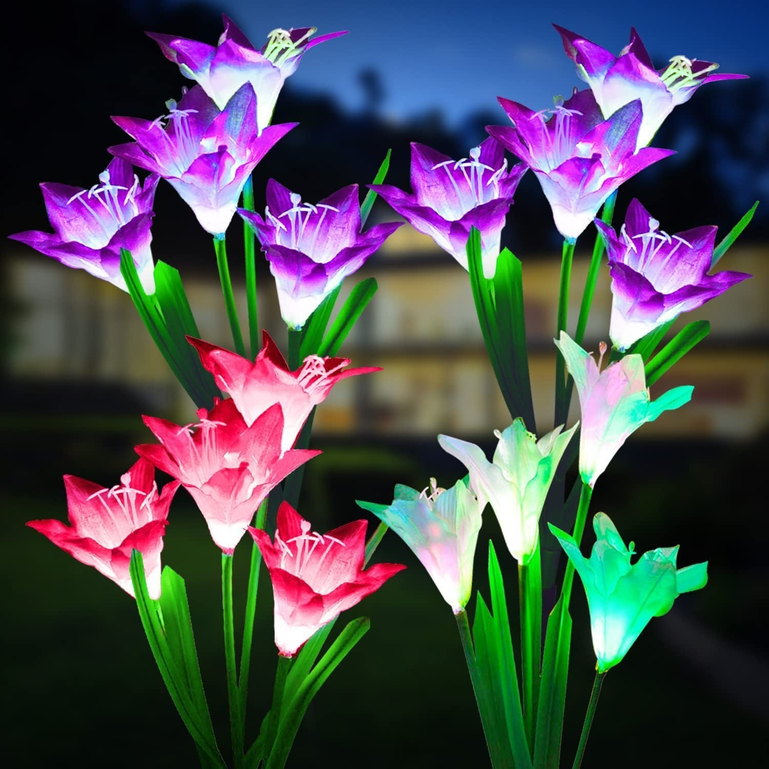 Set 2 Lampi Solare Crini Decorative, 70cm, IP66, LED cu Senzor Lumina
