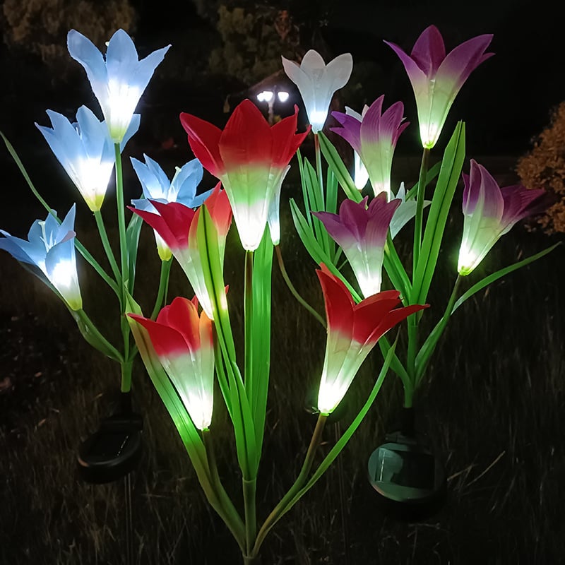 Set 2 Lampi Solare Crini Decorative, 70cm, IP66, LED cu Senzor Lumina