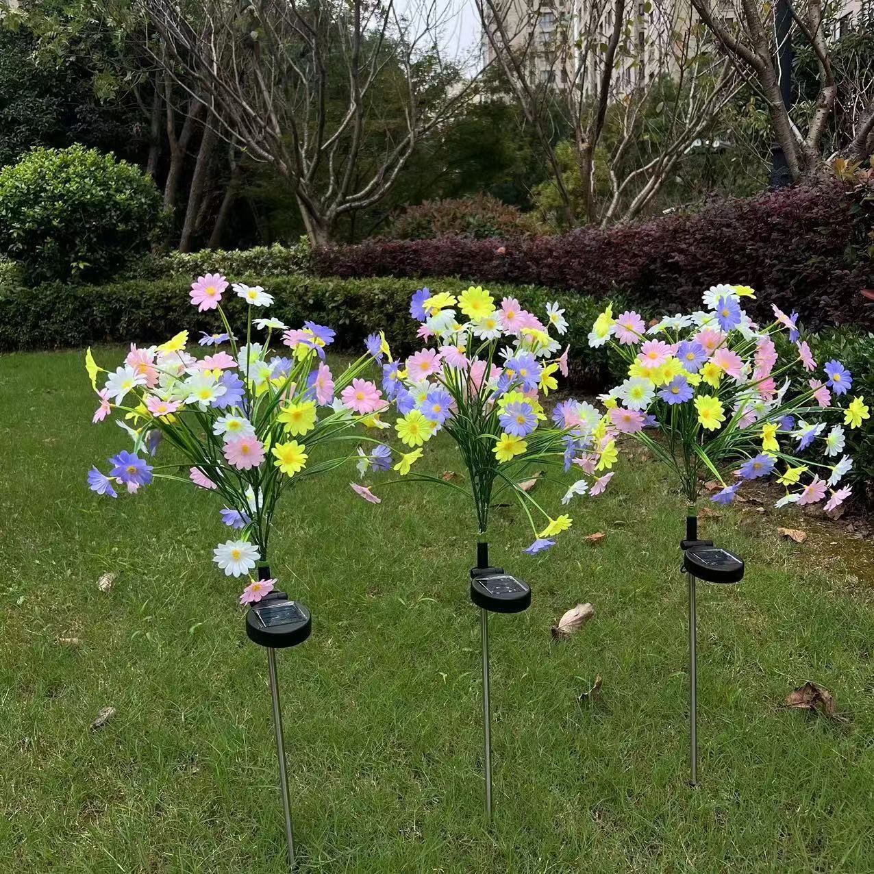 Set 2 Lampi Solare tip Buchet de Margarete Decorative M374-4 70cm, lumina colorata, IP66, panou solar integrat