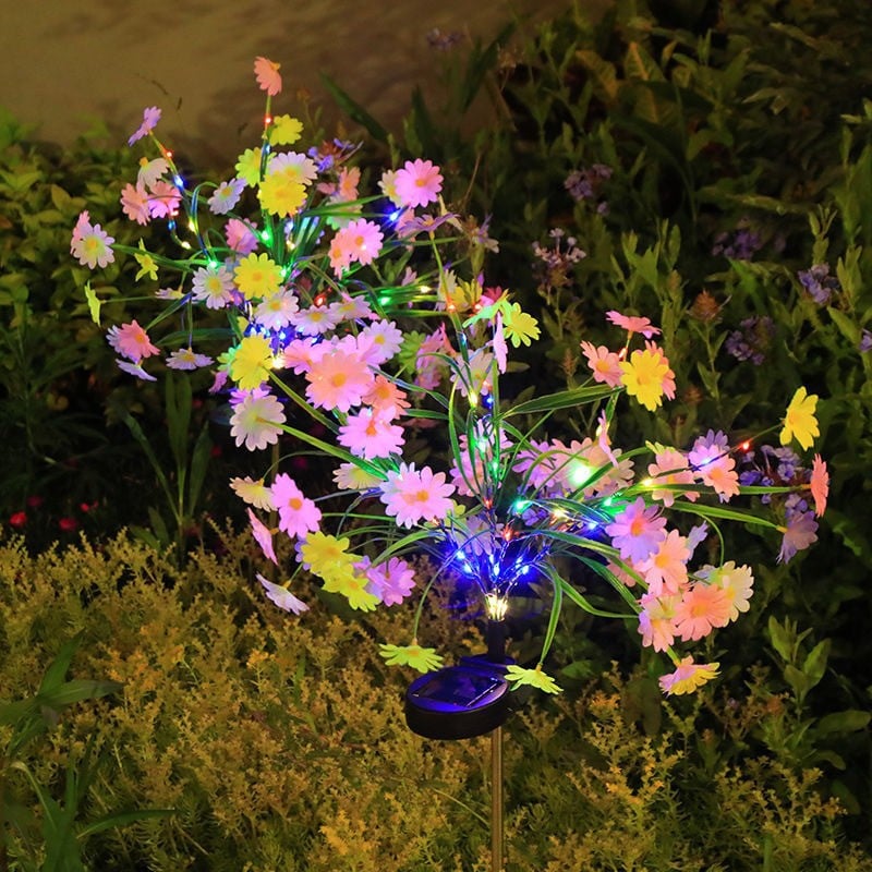 Set 2 Lampi Solare tip Buchet de Margarete Decorative M374-4 70cm, lumina colorata, IP66, panou solar integrat