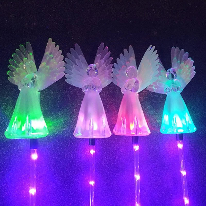 Set 2 x Lampi Solare Decorative de Gradina Ingerasi , RGB , acumulator incorporat