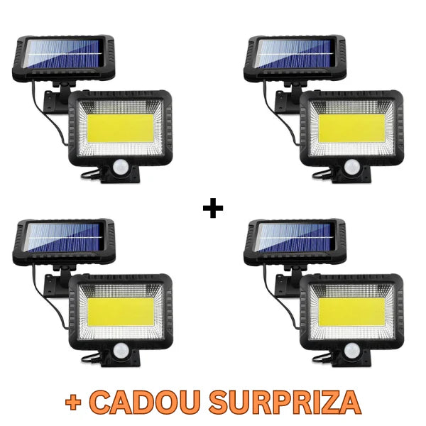 Set 4 x Proiectoare Solare cu Panou Separat Si Senzor de Miscare 96 COB + Telecomanda + cadou surpriza