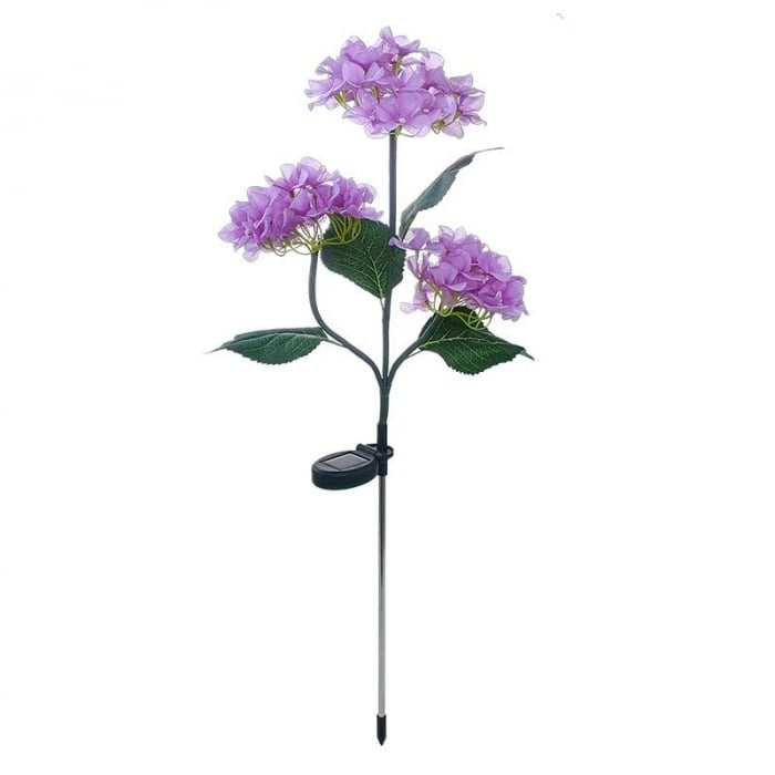 Set 2x Lampa Solara Decorativa Hortensie, 70cm, iluminare LED, IP66, panou solar integrat