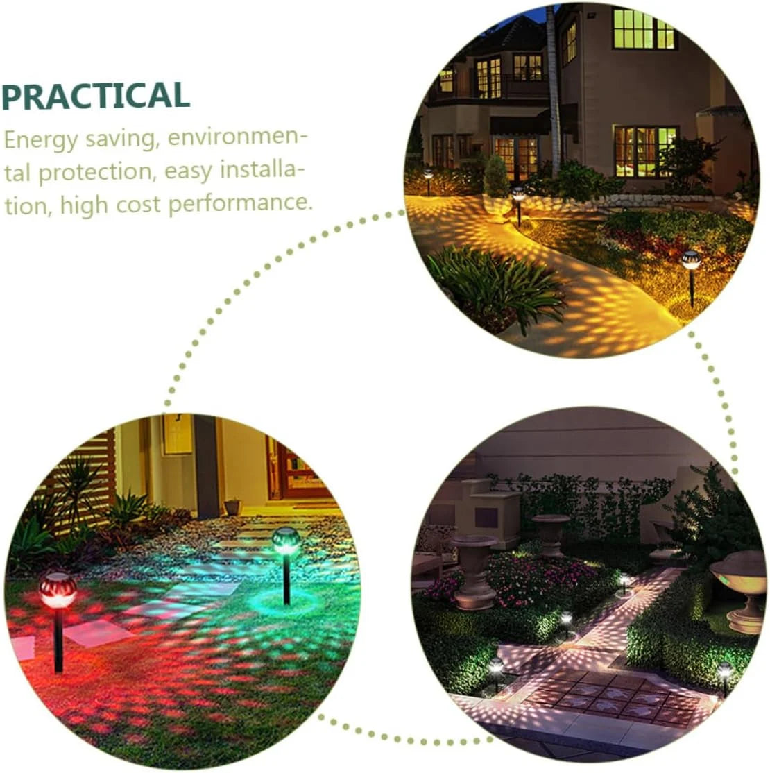Set 4 X Lampa Solara Ambientala PAPADIE , Acumulator Incorporat , Iluminare Albă sau Multicolor , Ip 65