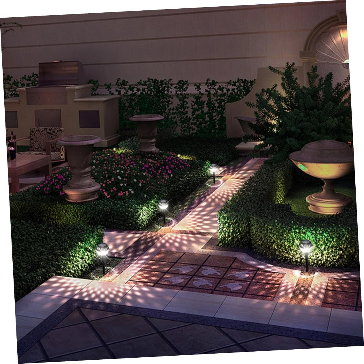 Set 4 X Lampa Solara Ambientala PAPADIE , Acumulator Incorporat , Iluminare Albă sau Multicolor , Ip 65