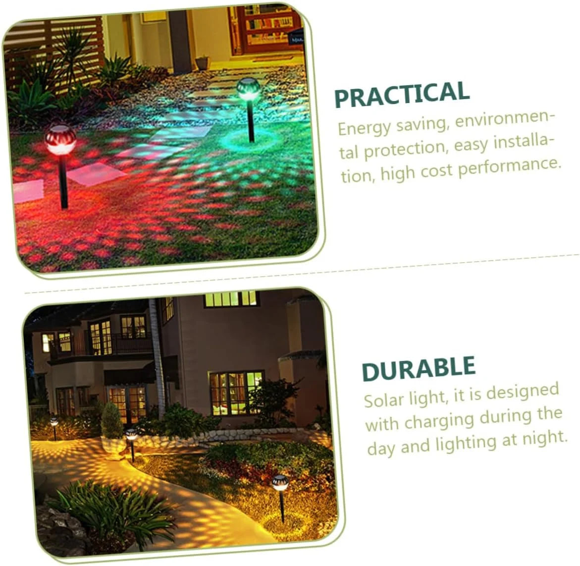 Set 4 X Lampa Solara Ambientala PAPADIE , Acumulator Incorporat , Iluminare Albă sau Multicolor , Ip 65