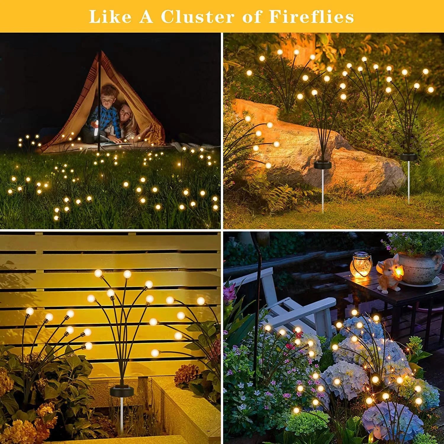 Set 4 x Lampa Solara Magia Licuricilor , Decoratiune de Gradina, LED, Lumina Calda