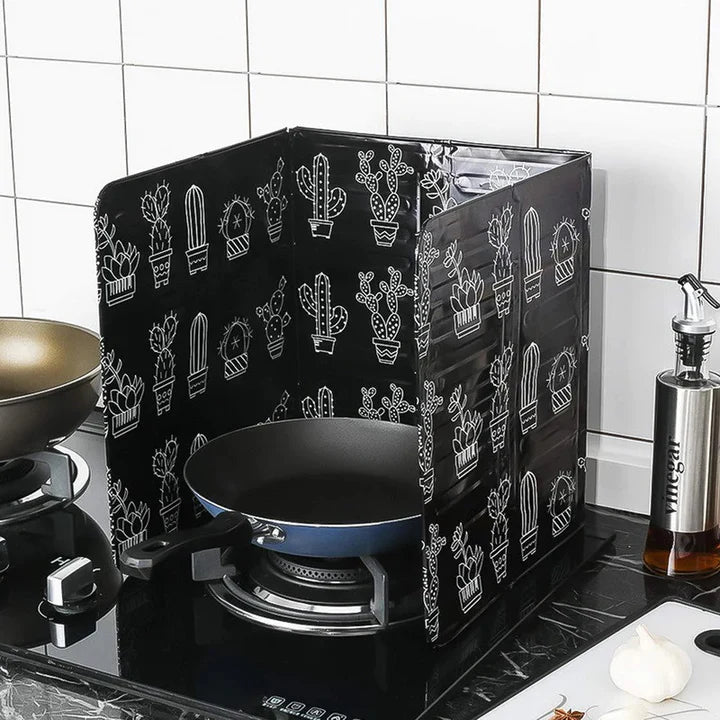 Set 4x Panou pliabil din aluminiu pentru protecție aragaz / bucatarie, 2x negru și 2x alb