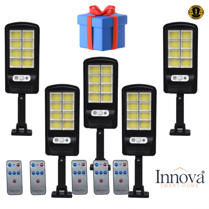 Set 5 Lampi cu Incarcare Solara prin Inductie 160 LED-uri COB, telecomanda + cadou surpriza