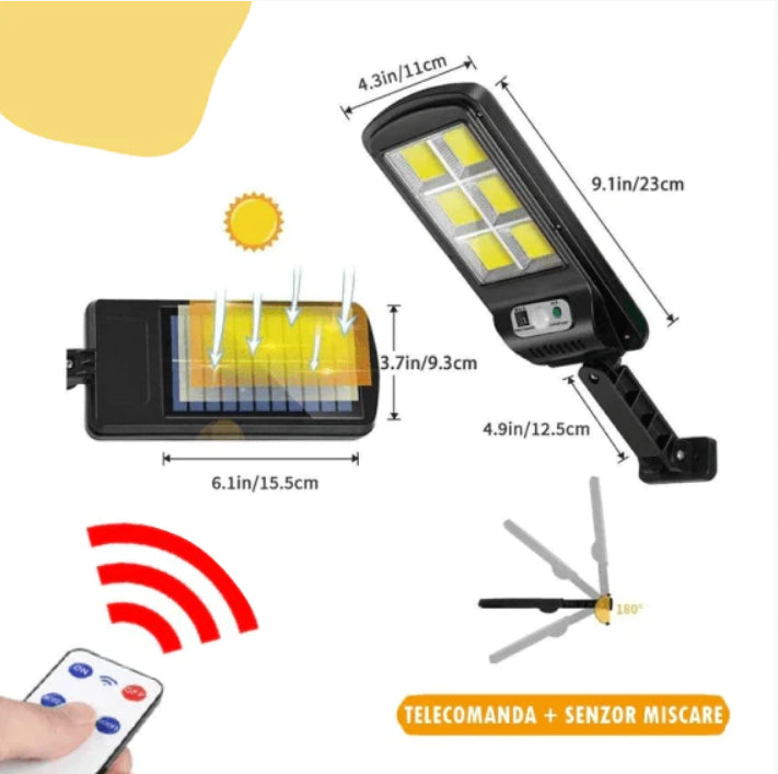 Set 5 Lampi cu Incarcare Solara prin Inductie 160 LED-uri COB, telecomanda + cadou surpriza