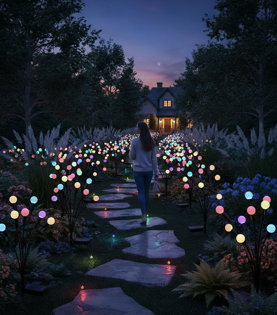 Black Friday - Set de 8 Lămpi Solare de Grădină cu Licurici Multicolor/Alb Cald – Eleganță și Magie în Spațiul Exterior