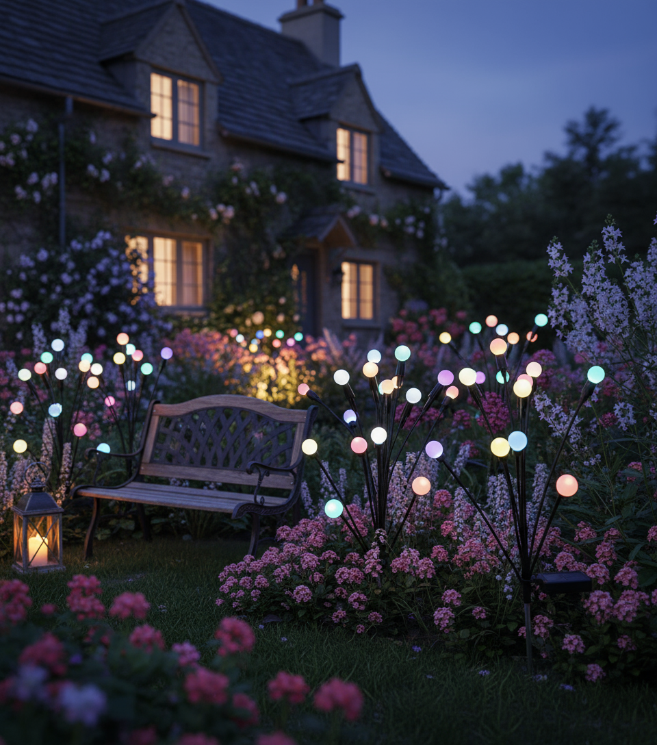 Black Friday - Set de 8 Lămpi Solare de Grădină cu Licurici Multicolor/Alb Cald – Eleganță și Magie în Spațiul Exterior