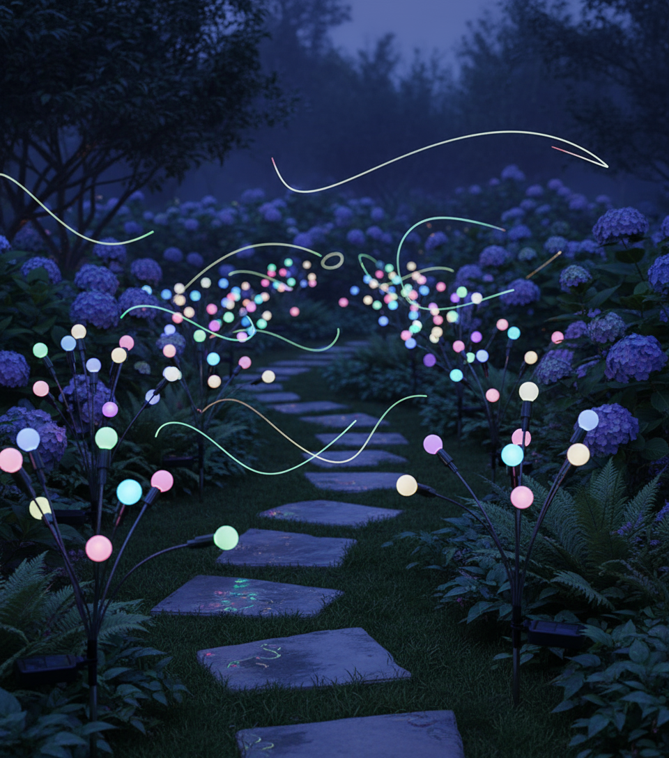 Black Friday - Set de 8 Lămpi Solare de Grădină cu Licurici Multicolor/Alb Cald – Eleganță și Magie în Spațiul Exterior