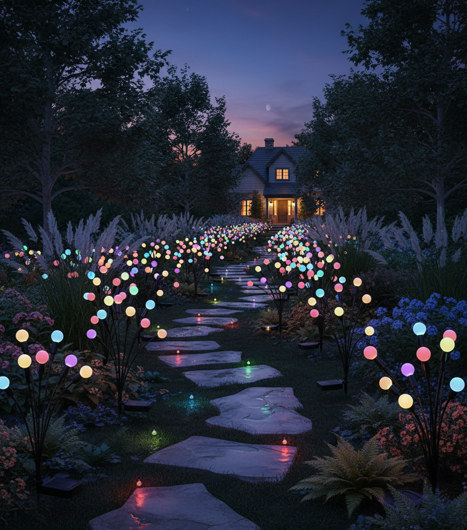 Black Friday - Set de 8 Lămpi Solare de Grădină cu Licurici Multicolor/Alb Cald – Eleganță și Magie în Spațiul Exterior