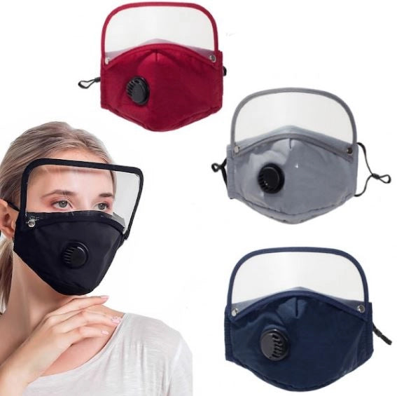 Set 3 x Masca faciala de protectie cu filtru si viziera detasabila