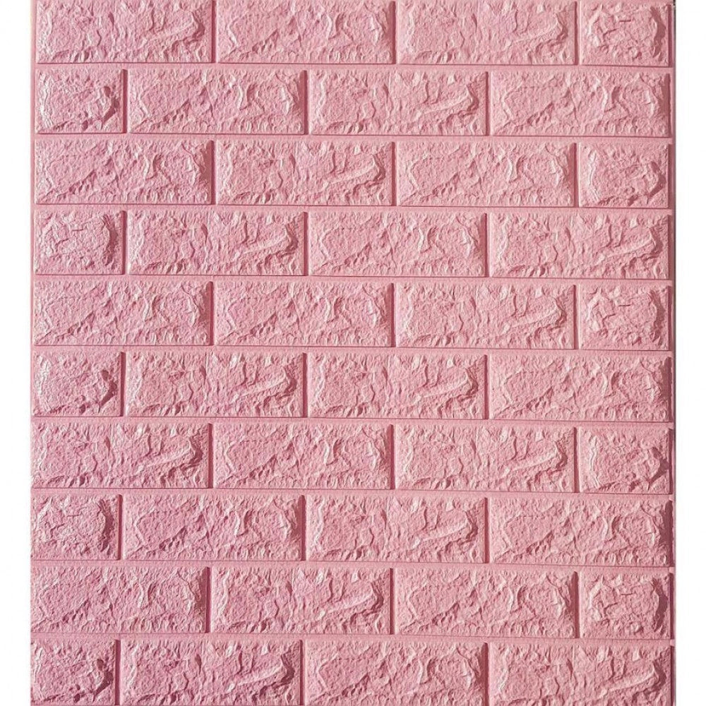 Tapet autoadeziv caramizi Roz, 77 x 70 cm, spuma moale 3D