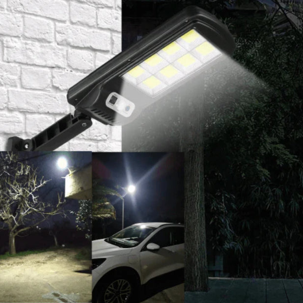 Pachet 2 x Lampa Solara de Perete cu 96 LED-uri COB, 3 Moduri de Functionare, Telecomanda, Senzor de Miscare si Lumina